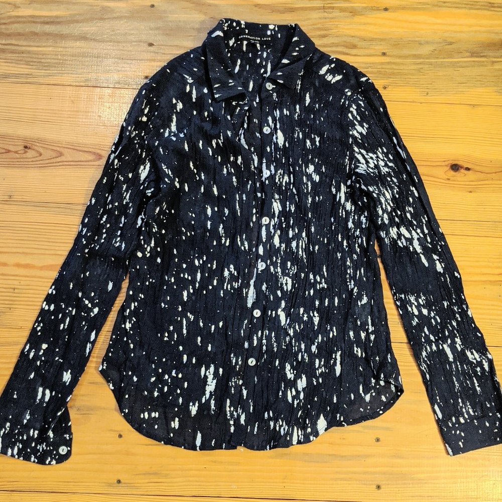 Generation Love New York Navy Button Up Shirt XS